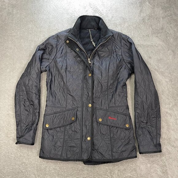 Barbour Quilted Jacket Women's 8 Black Lightweight Warm Pockets Coat‎ Utility